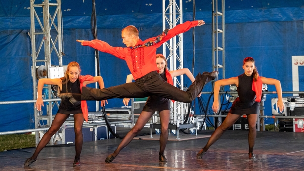 Herman Kein, Ainoha Segrera, Niamh O'Flannagain and Julia Rayquin from Ballet Ireland performing Rooster by the Rolling Stones at the Electric Picnic Press Day, Tuesday 29 August 2022. Picture: Alf Harvey.