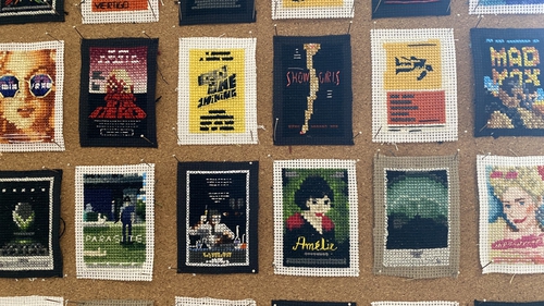 Victoria McNally's cross-stitch film posters.