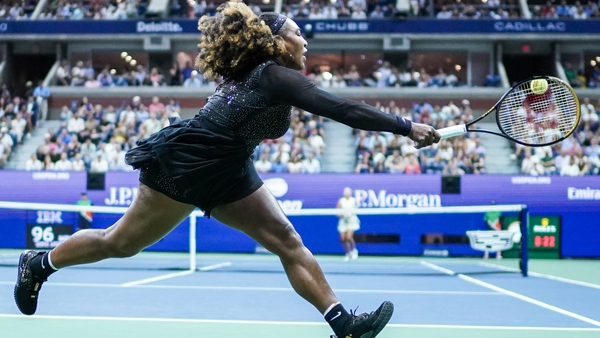 Serena Williams hits areturn against Anett Kontaveit