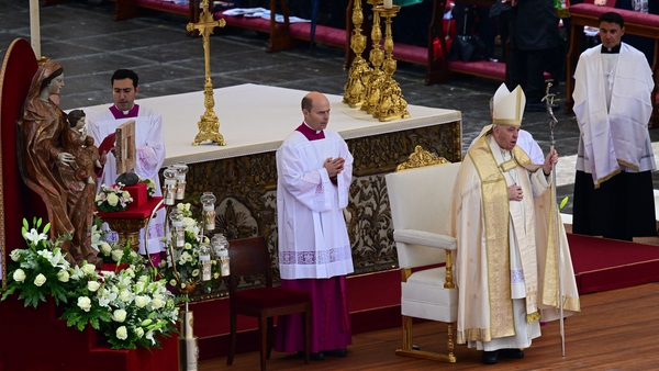 Pope Francis presides over a beatification mass of late Pope John Paul I today at St Peter's Square in the Vatican
