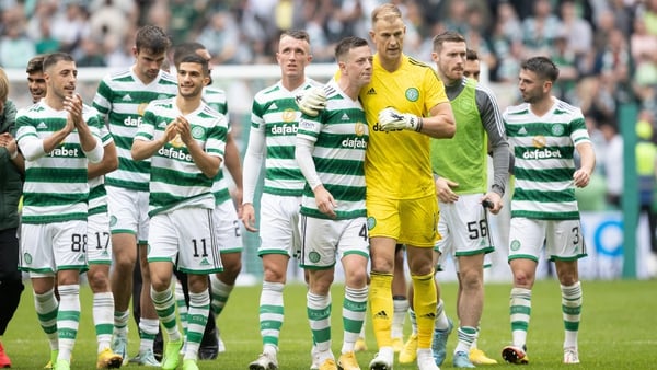 Celtic players united after the victory over Rangers