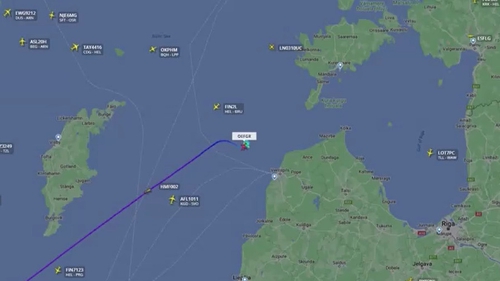 The aircraft flew over Swedish airspace in the Baltic Sea before crashing into the sea off Ventspils, Latvia (Credit Flightradar24.com)