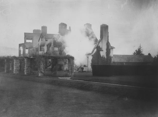 The burned out ruins of a big house set on fire in the Civil War