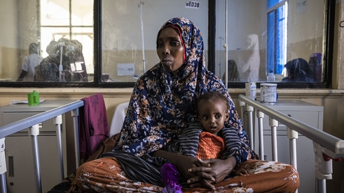 A baby is treated for at the Banadir Maternity and Children Hospital in Mogadishu