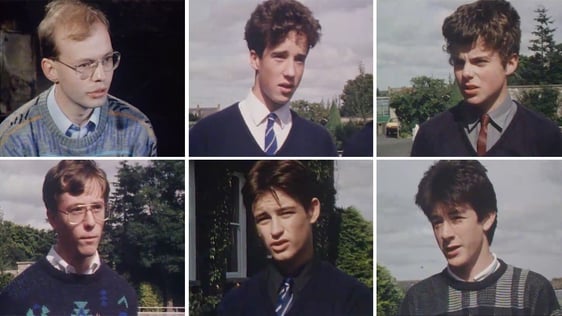 Peter Brant and students from Saint Mary's College on learning Irish, 1987.
