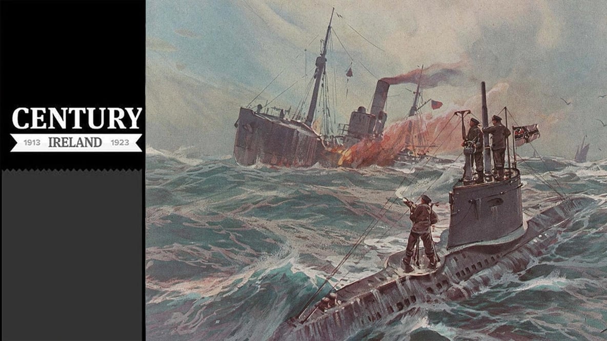 Century Ireland Issue 239 - German U-boat destroying armed British trawler during the Great War Photo: Library of Congress Prints and Photographs Division Washington, Washington, D.C., Nov. 21, 1921