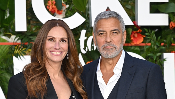 Julia Roberts and George Clooney attend the Ticket To Paradise World Premiere at Odeon Luxe Leicester Square in London. (Photo by Karwai Tang/WireImage)