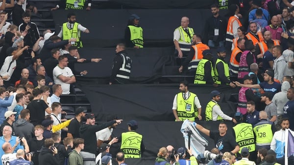 Spurs and Marseille fans taunt each other at Tottenham Hotspur Stadium