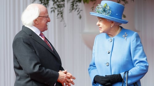 President Michael D Higgins is greeted by Queen Elizabeth at Windsor in 2014
