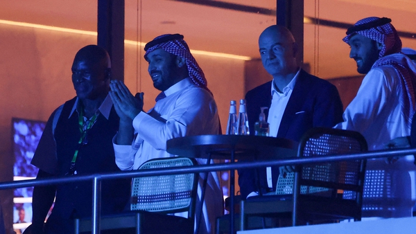 FIFA President Gianni Infantino watching the Oleksandr Usyk-Anthony Joshua fight in Jeddah