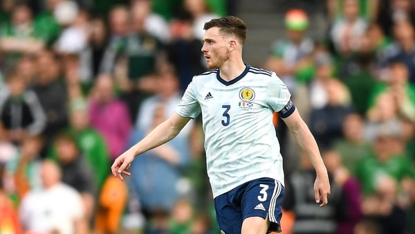 Andy Robertson in action for Scotland at the Aviva Stadium last June
