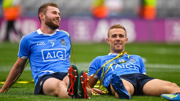 Jack McCaffrey (L) and Paul Mannion pictured after winning the 2018 All-Ireland title