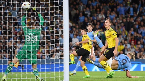 Erling Haaland acrobatically puts Manchester City into the lead against Borussia Dortmund
