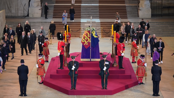 The public filing past the coffin of Queen Elizabeth II