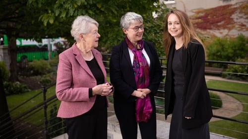 Sally Hayden (R) with President of the Royal Irish Academy, Dr Mary Canning and Maeve Collins of the Department of Foreign Affairs and Trade