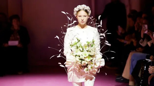 Lila Moss on the podium in Richard Quinn AW22 (Shaun James Cos/PA)
