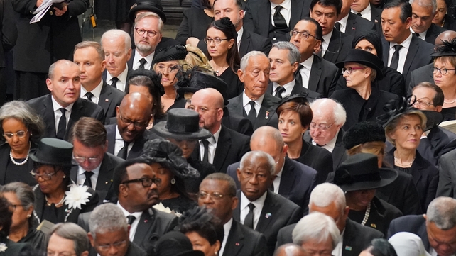 World leaders, President Michael D Higgins among them, pack Westminster Abbey for the royal ceremony (Dominic Lipinski/PA)