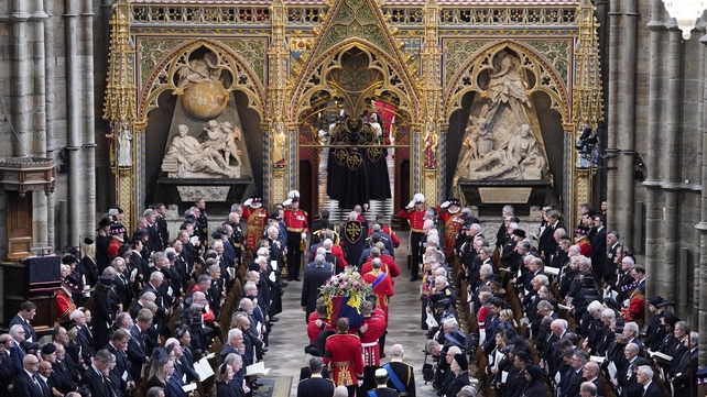 Church leaders, world leaders, royalty: All stand for the funeral procession entering Westminster Abbey (Gareth Cattermole/Getty)