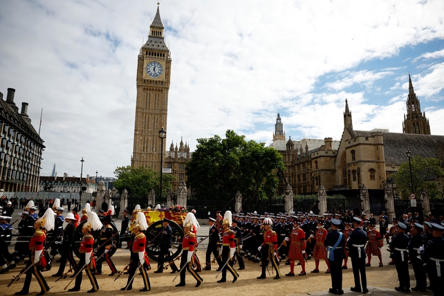The funeral cortège passing Big Ben (Sarah Meyssonnier/WPA)