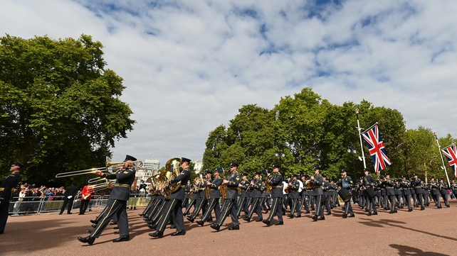 Central Band of the Royal Air Force are seen during the state funeral of Queen Elizabeth II (Joe Maher/Getty)