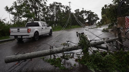 Downed power lines in Puerto Rico after Hurricane Fiona hit