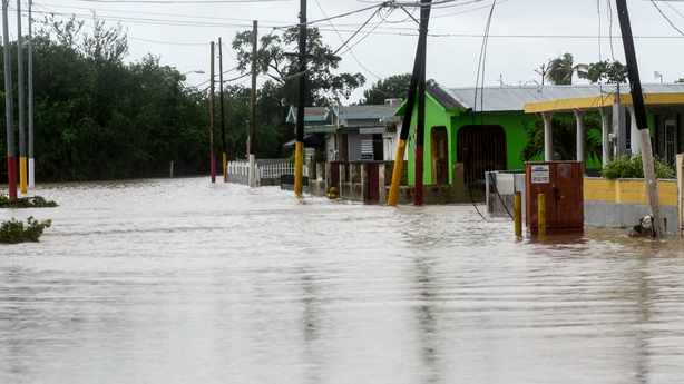 A flooded street is seen after the passage of Hurricane Fiona in Salinas, Puerto Rico