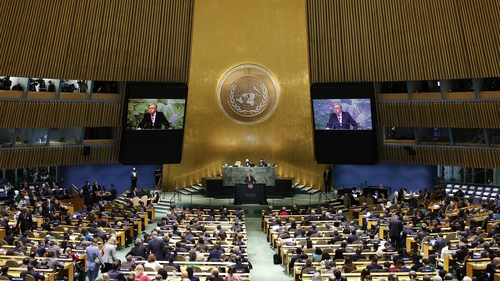 United Nations Secretary-General António Guterres speaks at the 77th session of the United Nations General Assembly