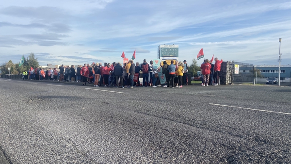 Workers on strike at St Joseph's Foundation, Charleville, Co Cork are among members of the INMO, SIPTU and Fórsa