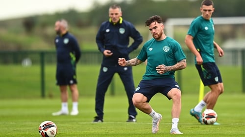 Aaron Connolly goes through his paces during Republic of Ireland U21s training