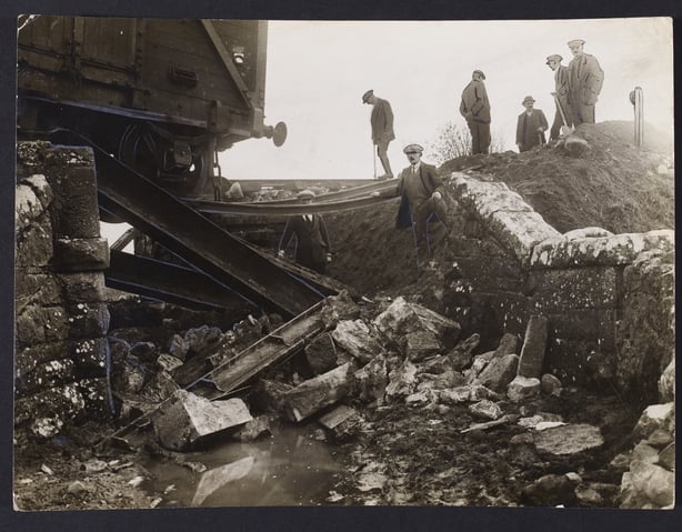 Kiltoom Co. Roscommon : This photo shows the bridge blown up to wreck the mail train