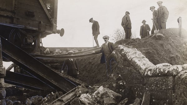A bridge destroyed by a bomb that was set off to wreck the mail train in Kiltoom Co. Roscommon. Image courtesy of the National Library of Ireland