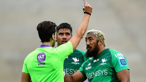 Bundee Aki was red-carded for a dangerous clear-out