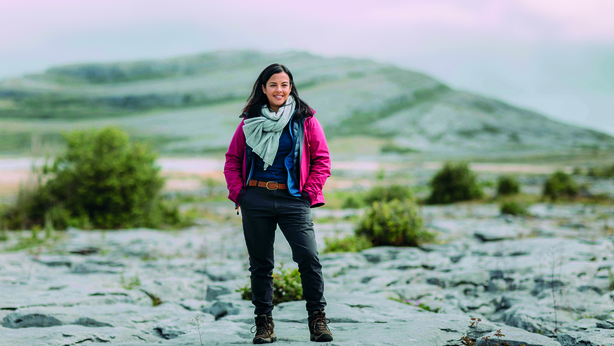 Filming The Island with Liz Bonnin in the Burren, Co Clare. Photograph by Eamon Ward