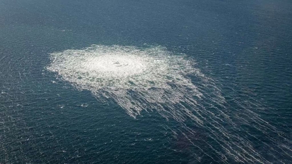 A view of the gas leak in the Baltic Sea yesterday