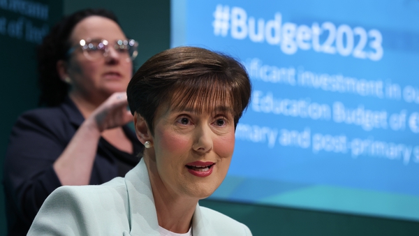 Education Minister Norma Foley at today's Budget briefing