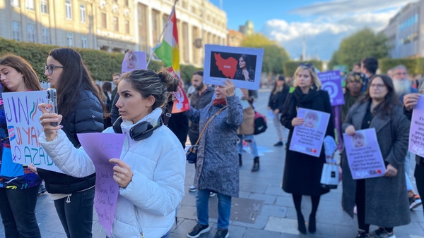 Demonstrators in Dublin, many of whom are from Iran, chanted 'women, life, freedom'