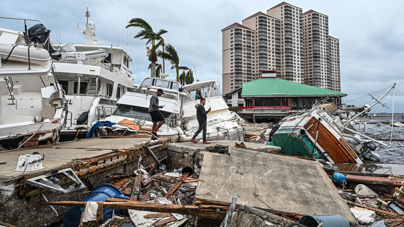 Damage to a marina in the aftermath of Hurricane Ian in Fort Myers, Florida