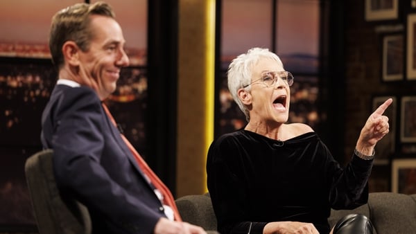 Ryan Tubridy with Jamie Lee Curtis on the Late Late Show - 