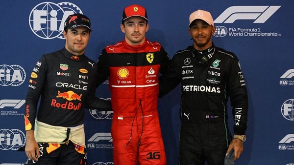 Sergio Perez, Charles Leclerc and Lewis Hamilton took the top three grid slots