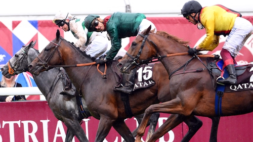 Christophe Soumillon finished second in Sunday's Arc at Longchamp on Vadeni in his penultimate ride in the Aga Khan's famous green and red silks