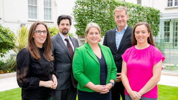 Orla Condon, Market Engagement Retail SME in AIB; Alec Tubridy, Industry Engagement Executive GS1 Ireland; Maria Svejdar, Head of Marketing, Communications and CX at GS1; David Rath, Head of ESG Customer Support AIB, Nicola Woods, Head of Enterprise Natio