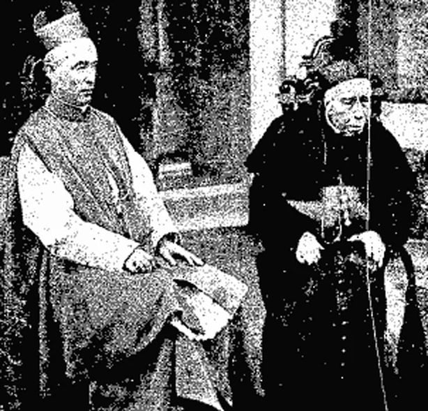 Cardinal Logue and Rev Dr Downey at Maynooth Photo: Freeman's Journal, 10 October 1922
