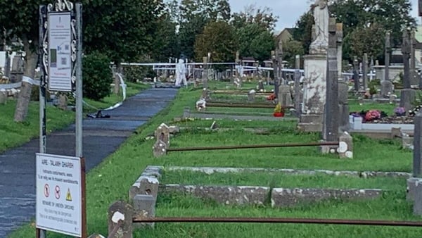 Garda forensics at the scene of an attack at New Rath Cemetery in Rathass, Tralee, Co Kerry