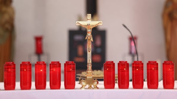 Ten candles on the church altar in Creeslough in the days after the explosion