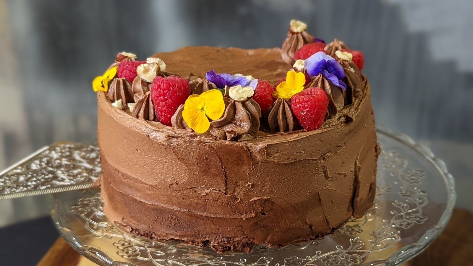 Chocolate hazelnut raspberry fudge cake Today