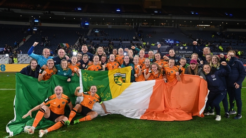 Bound for Down Under: The Irish players celebrate their qualification for the 2023 World Cup