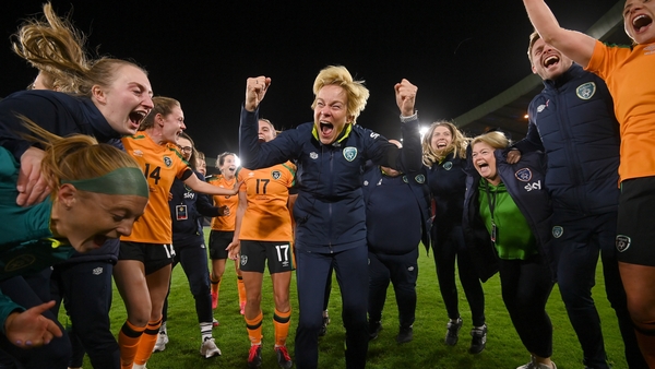 Republic of Ireland manager Vera Pauw celebrates