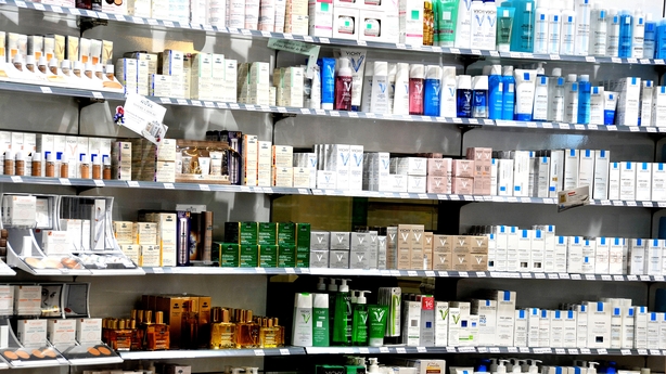 skincare products on shop shelves