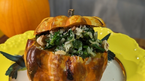 Pumpkin with spinach and parmesan risotto: Today
