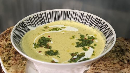 Arun's creamy Bombay potato soup with herbs: Today